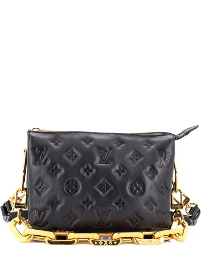 Pre-owned Louis Vuitton Coussin Bag Monogram Embossed Lambskin Bb Crossbody Bag In Black