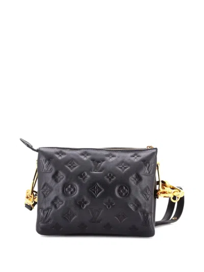 Pre-owned Louis Vuitton Coussin Bag Monogram Embossed Lambskin Bb Crossbody Bag In Black