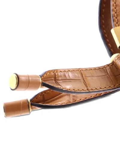 Pre-owned Chloé Marcie Crocodile Embossed Leather Mini Crossbody Bag In Neutral