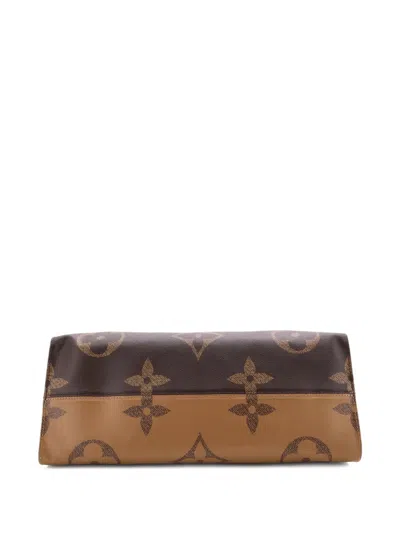 Pre-owned Louis Vuitton Onthego Reverse Monogram Giant Gm Tote Bag In Brown
