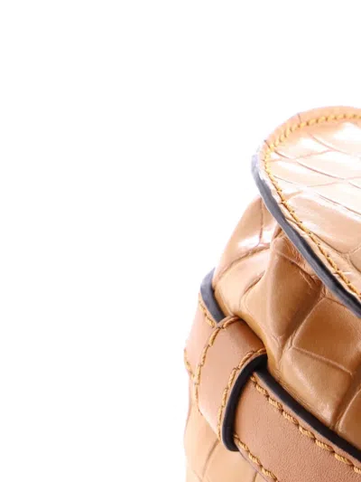 Pre-owned Chloé Marcie Crocodile Embossed Leather Mini Crossbody Bag In Neutral