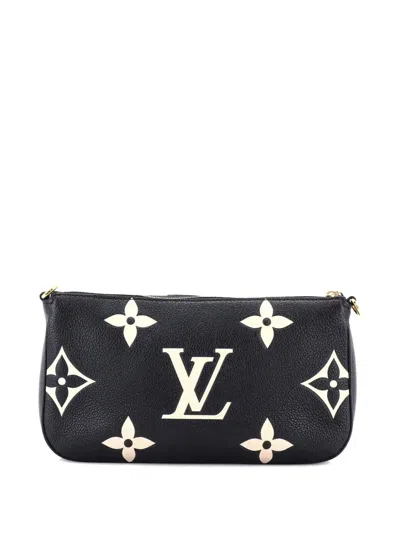 Pre-owned Louis Vuitton Multi Pochette Accessoires Bicolor Monogram Empreinte Giant Large Pouch In Black
