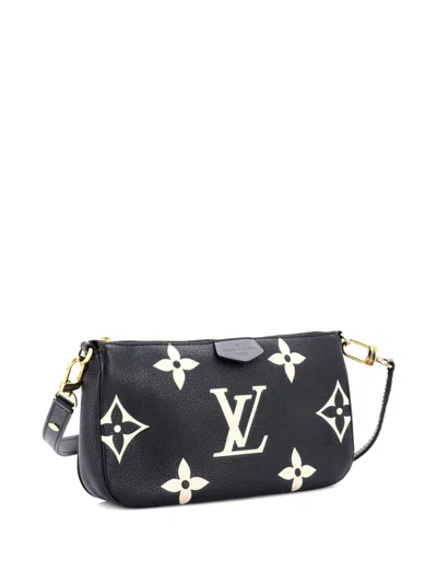Pre-owned Louis Vuitton Multi Pochette Accessoires Bicolor Monogram Empreinte Giant Large Pouch In Black