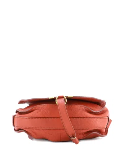 Pre-owned Chloé Marcie Leather Medium Crossbody Bag In Brown