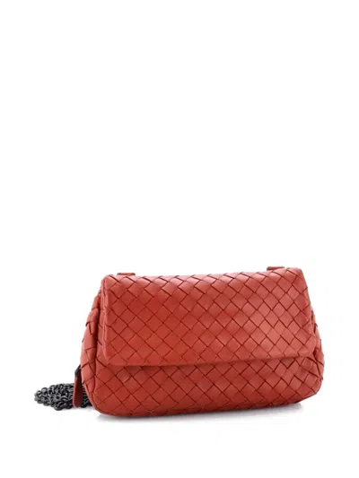 Pre-owned Bottega Veneta Expandable Chain Intrecciato Nappa Small Crossbody Bag In Brown