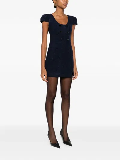 Self-portrait Buttoned Mini Dress In Blue