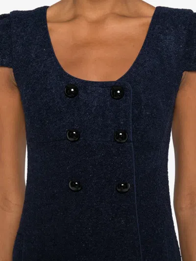 Self-portrait Buttoned Mini Dress In Blue