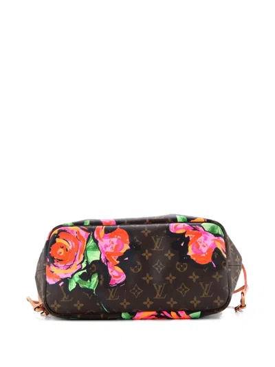 Pre-owned Louis Vuitton Neverfull Limited Edition Monogram Roses Mm Tote Bag In Brown