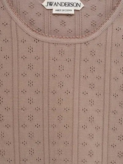 Jw Anderson Pointelle Short-sleeve T-shirt In Gray