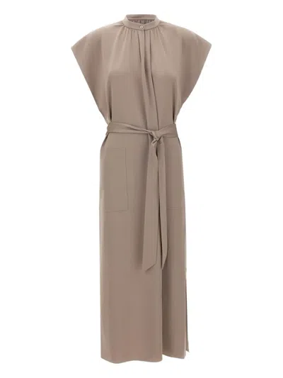 Filippa K Belted Sleeveless Midi Dress In Neutral