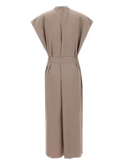 Filippa K Belted Sleeveless Midi Dress In Neutral
