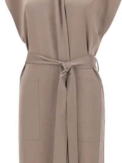 Filippa K Belted Sleeveless Midi Dress In Neutral