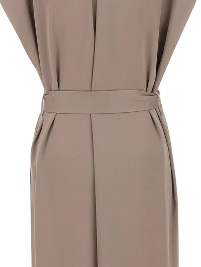 Filippa K Belted Sleeveless Midi Dress In Neutral