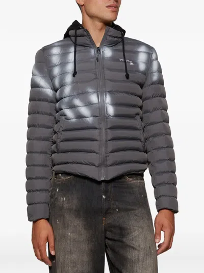 Praying Hooded Puffer Hoodie Jacket In Brown