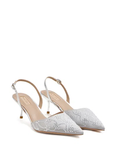 Nicoli 60mm Dahna Embellished Slingback Pumps In Gray
