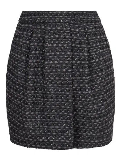 Emporio Armani Tweed Mini Straight Skirt In Black