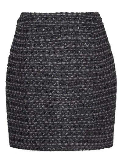 Emporio Armani Tweed Mini Straight Skirt In Black