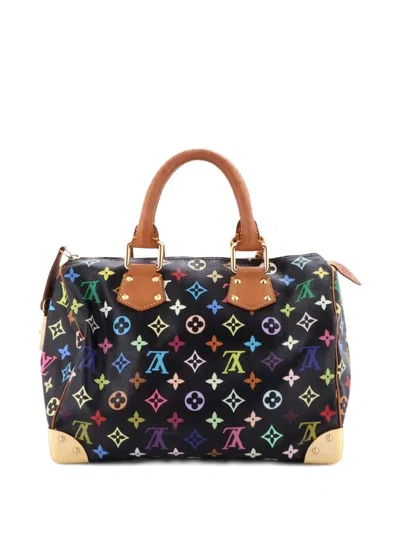 Pre-owned Louis Vuitton Speedy Handbag Monogram Multicolor 30 Satchel In Black