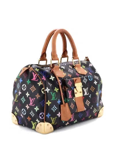 Pre-owned Louis Vuitton Speedy Handbag Monogram Multicolor 30 Satchel In Black