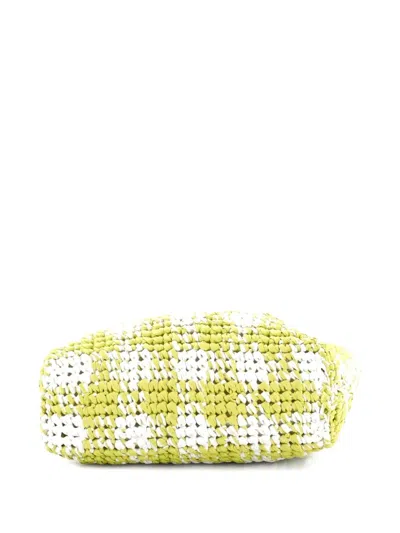Pre-owned Prada Logo Raffia Small Tote Bag In Yellow