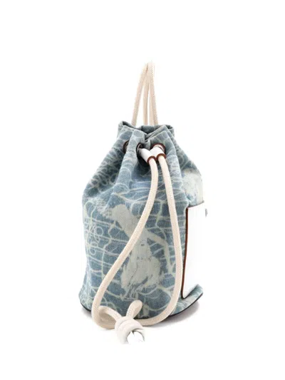 Pre-owned Loewe Sailor Bucket Denim Backpack In Blue