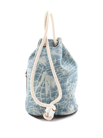 Pre-owned Loewe Sailor Bucket Denim Backpack In Blue
