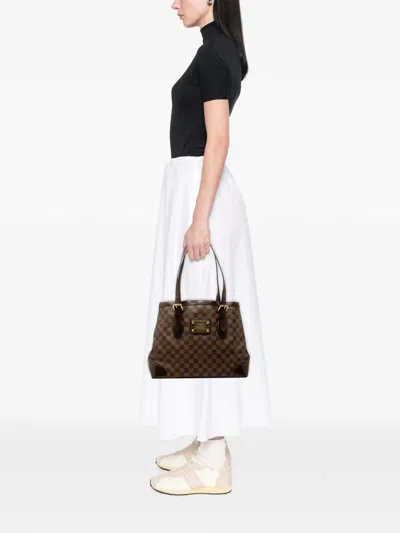 Pre-owned Louis Vuitton 2007 Damier Ebene Hampstead Mm Tote Bag In Brown