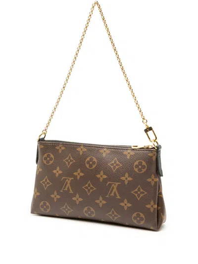 Pre-owned Louis Vuitton 2016 Monogram Pallas Clutch Satchel In Black