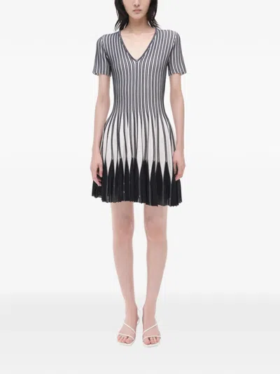 Simkhai Beckett Vertical-stripe Mini Dress In Black