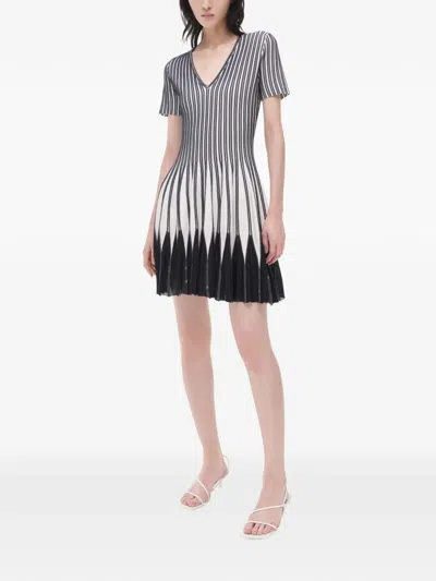 Simkhai Beckett Vertical-stripe Mini Dress In Black