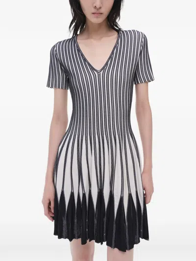 Simkhai Beckett Vertical-stripe Mini Dress In Black