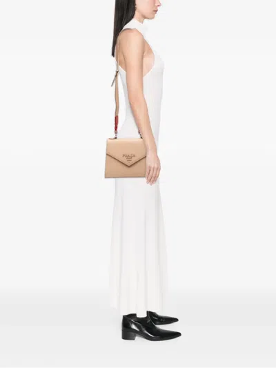 Pre-owned Prada 2010-2025 Saffiano Cuir Monochrome Envelope Crossbody Bag In Brown