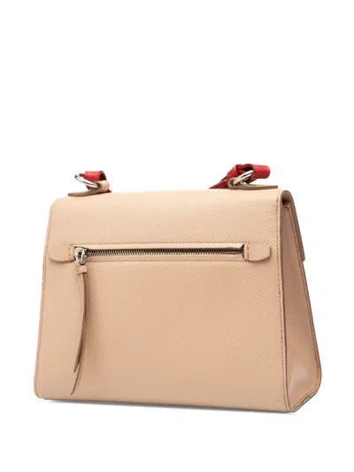 Pre-owned Prada 2010-2025 Saffiano Cuir Monochrome Envelope Crossbody Bag In Brown