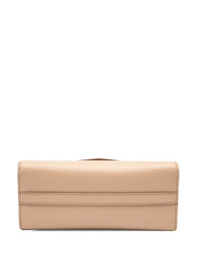 Pre-owned Prada 2010-2025 Saffiano Cuir Monochrome Envelope Crossbody Bag In Brown