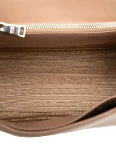 Pre-owned Prada 2010-2025 Saffiano Cuir Monochrome Envelope Crossbody Bag In Brown