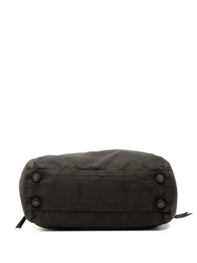 Pre-owned Prada 2000-2013 Vitello Trimmed Tessuto Pockets Tote Bag In Black