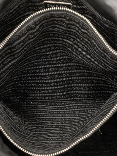 Pre-owned Prada 2000-2013 Vitello Trimmed Tessuto Pockets Tote Bag In Black