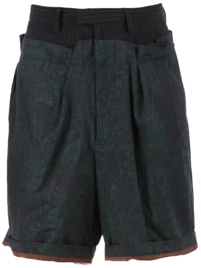 Kolor Floral Pinstriped Top Shorts In Blue