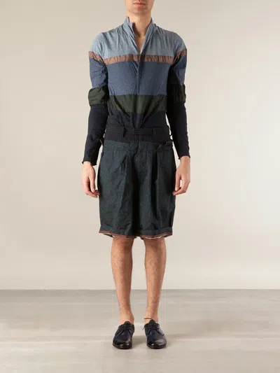 Kolor Floral Pinstriped Top Shorts In Blue