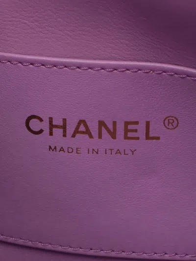 Pre-owned Chanel 2021-2025 Small Quilted Lambskin Pick Me Up Hobo Bag In Purple