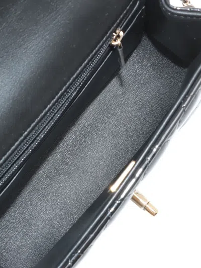 Pre-owned Chanel 2021-2025 Mini Rectangular Classic Patent Top Handle Flap Satchel In Black