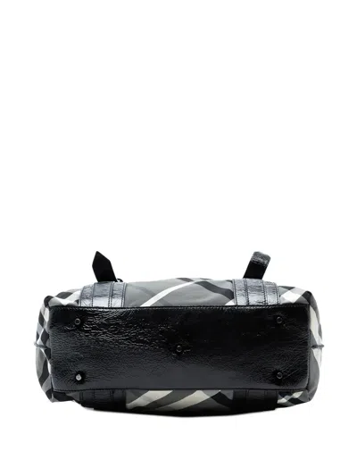 Pre-owned Burberry 2010-2025 Medium Beat Check Nylon Victoria Tote Bag In Gray