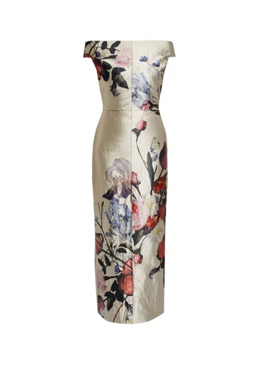 Erdem Floral-print Satin Maxi Dress In Multi