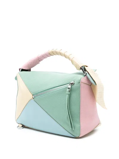 Pre-owned Loewe 2018 Medium Multicolor Leather Puzzle Satchel In Pink