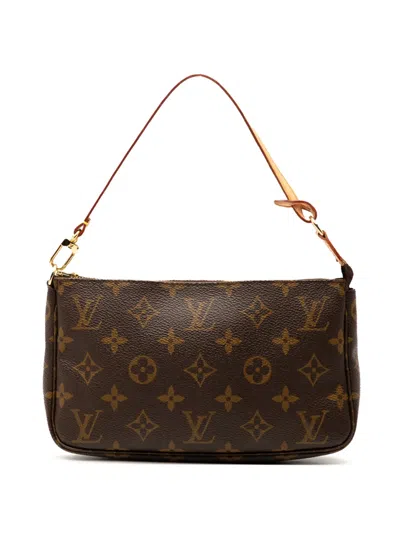 Pre-owned Louis Vuitton 1999 Monogram Pochette Accessoires Shoulder Bag In Brown