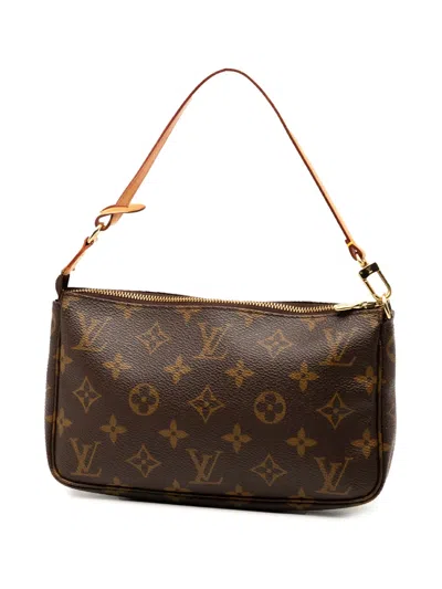 Pre-owned Louis Vuitton 1999 Monogram Pochette Accessoires Shoulder Bag In Brown