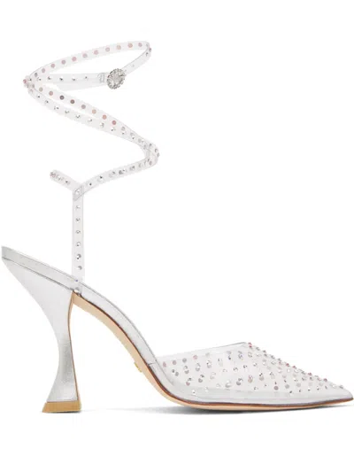 Stuart Weitzman 100mm Glam Xcurve Embellished Pumps In White