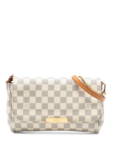Pre-owned Louis Vuitton 2016 Damier Azur Favorite Mm Satchel In White