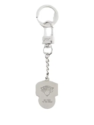 Kith Logo-print Keychain In Silver
