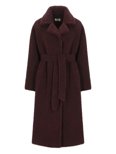 Betta Corradi Lapel-collar Belted Coat In Brown